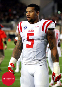 Robert Nkemdiche, shown here in the 2014 game against A&M, was named to both the Outland Trophy and Nagurski Award watch lists. (Photo credit: Peter Rocha, The Rebel Walk)