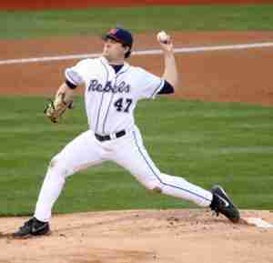 Christian Trent pitched 6.1 innings against the Gators, giving up just one run.