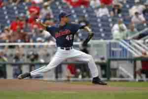 Scott Weathersby pitched six scoreless innings for Ole Miss in the Game 2 win over Vandy. (Photo credit: Bruce Thorson-USA TODAY Sports.)
