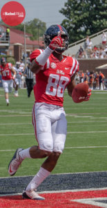 WR Cody Core caught two passes for 80 yards and one touchdown September 5, 2015. (Photo credit: Bentley Breland, The Rebel Walk)