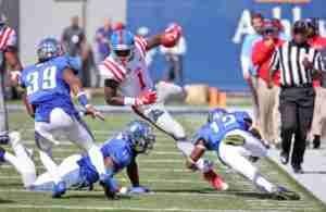 Laquon Treadwell had 14 catches for 144 yards in the loss to Memphis. (Photo credit: Joshua McCoy, The Rebel Walk)
