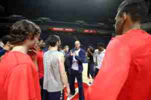Kennedy's team practiced Monday night for the first time in the new arena. (Photo credit: Joshua McCoy, Ole Miss Athletics)
