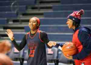 Ole Miss players were all smiles at their first practice inside the new arena. (Photo credit: Joshua McCoy, Ole Miss Athletics)