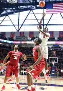 Marcanvis Hymon finished with a double-double in the win over Arkansas. (Photo credit: Ellen O'Nan, Ole Miss Athletics)