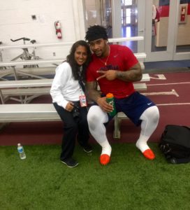 The Rebel Walk photographer Amanda Swain with former Ole Miss DT Robert Nkemdiche at Pro Day. (Photo credit: Herbert Moore)