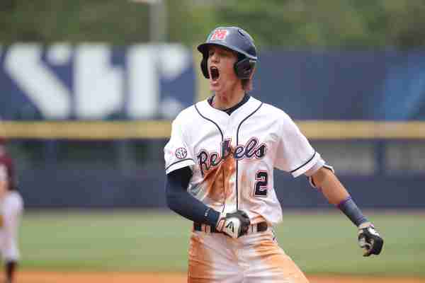 “Mr. Versatility” Ryan Olenek takes center field for the Rebels