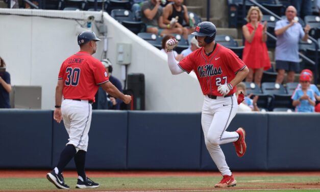 Utermark Homers Twice as Ole Miss Clinches Series Over No. 6 Auburn in 15-11 Slugfest