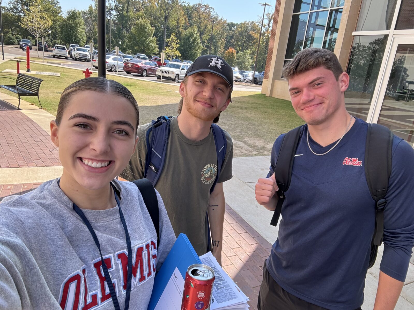 Karis Chambliss, Kam Wicker, Zach Moreth, after football practice